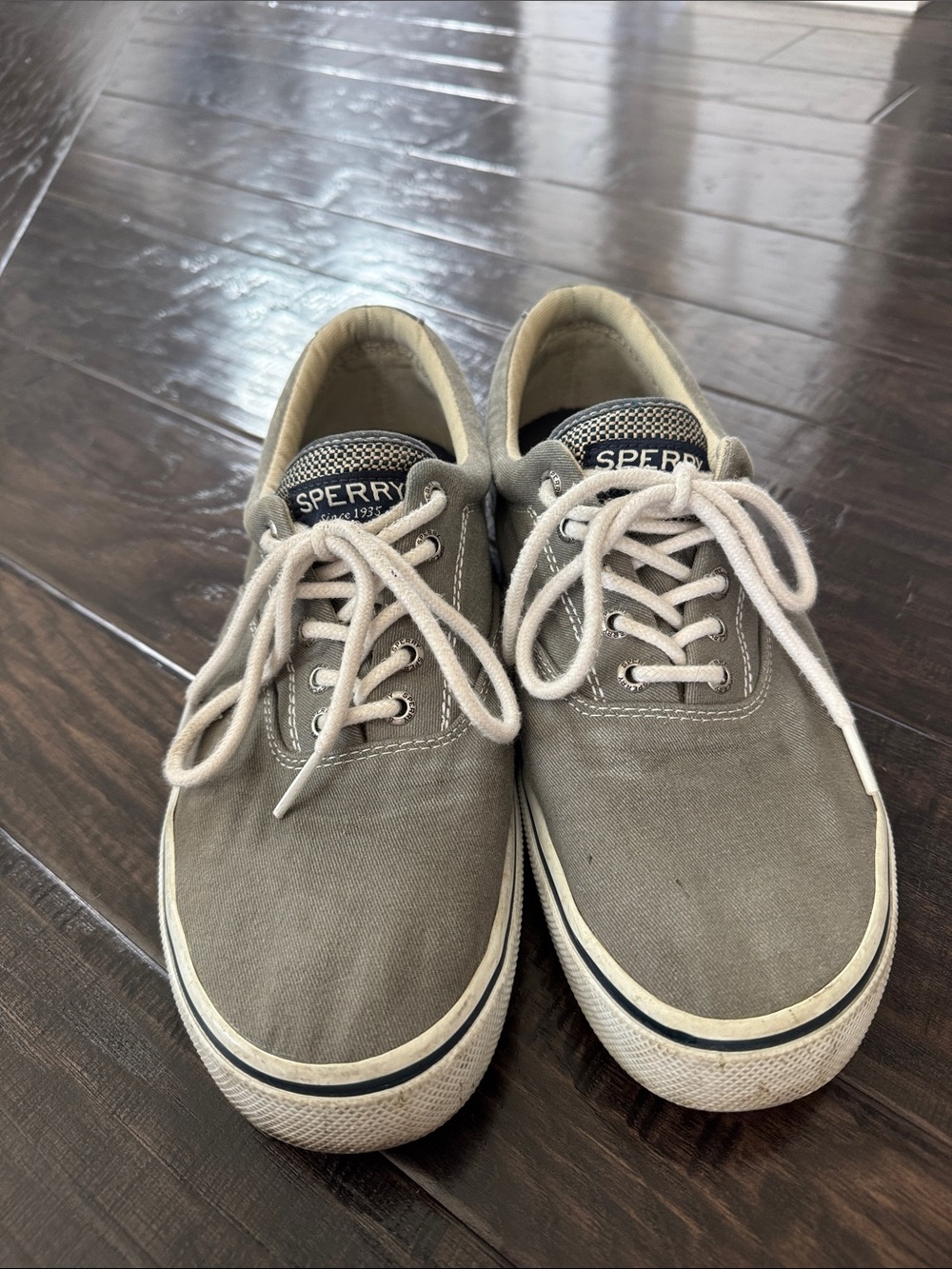 Sperry Men's Gray Canvas Boat Shoes Lace-Up Sneakers - Picture 2 of 5